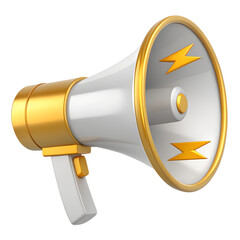 A red 3d megaphone on white powerfully announces a loud message