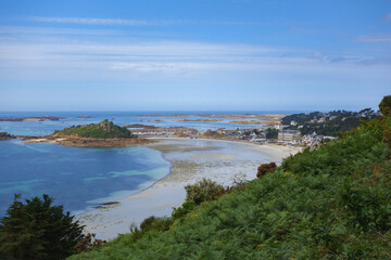 view from above to coastline Trebeurden 