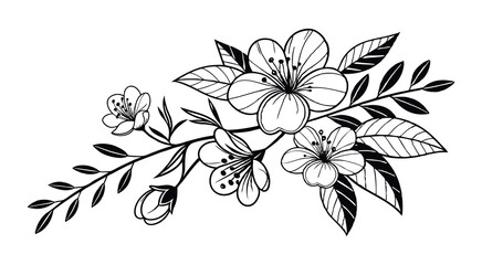 Abstract floral decoration flowers vector Design line art illustration silhouettes Floral vintage sketch   