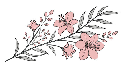 Abstract floral decoration flowers vector Design line art illustration silhouettes Floral vintage sketch   