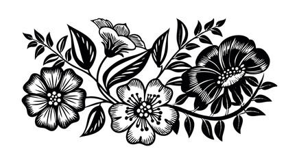 Abstract floral decoration flowers vector Design line art illustration silhouettes Floral vintage sketch   