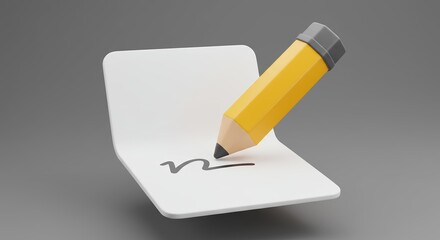 Pencil Writing on Paper Creative Concept, Education, Art Illustration