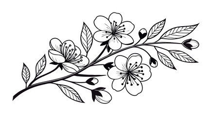 Abstract floral decoration flowers vector Design line art illustration silhouettes Floral vintage sketch   