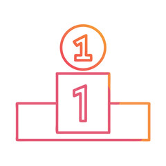Podium with Number One Icon Representing First Place and Top Ranking