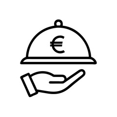 Fototapeta premium Hand offering a tip with a tray in the shape of a euro sign: a symbol of service and financial gratitude