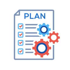 Obraz premium Project Plan Sheet with Gear Icon Representing Task Management and Workflow Planning