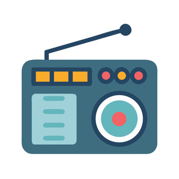 Radio Device Icon Representing Traditional Broadcasting and Audio Transmission