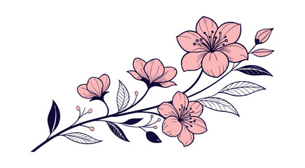 Abstract floral decoration flowers vector Design line art illustration silhouettes Floral vintage sketch   