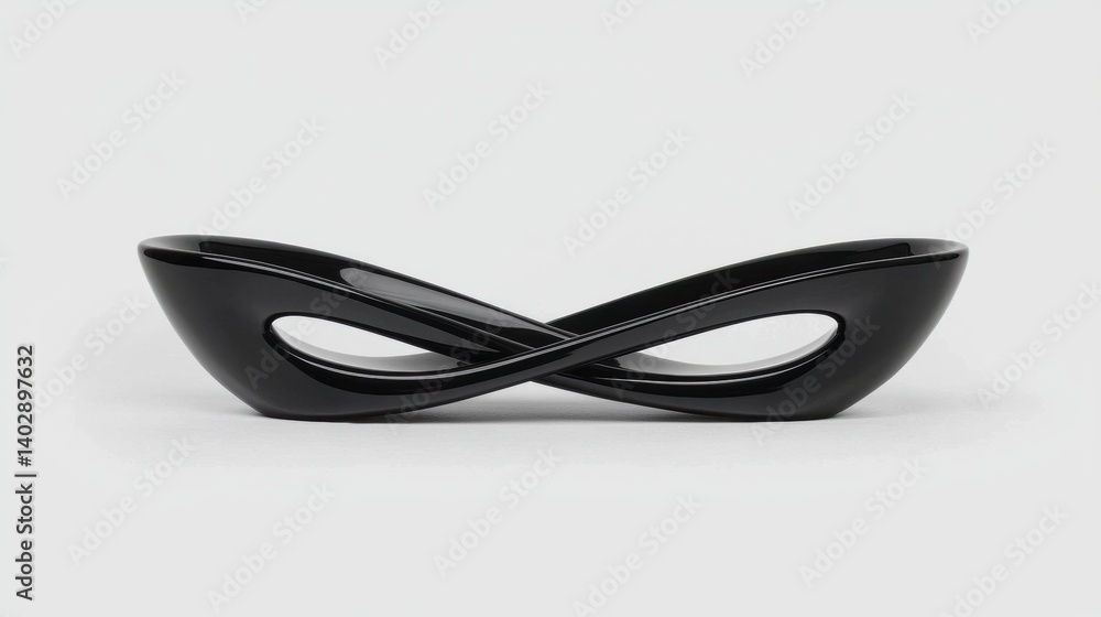 Poster a black abstract sculpture with a single loop.