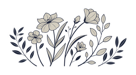 Abstract floral decoration flowers vector Design line art illustration silhouettes Floral vintage sketch   