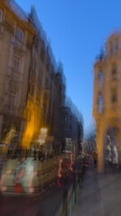 Fototapeta premium Blurred Nighttime City Street Scene