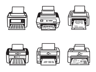 Thermal Printer Clean Line Sketch