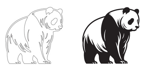 Refined panda silhouette for wildlife-themed branding – sleek vector with delicate line art – panda icon – panda illustration – panda lineart

