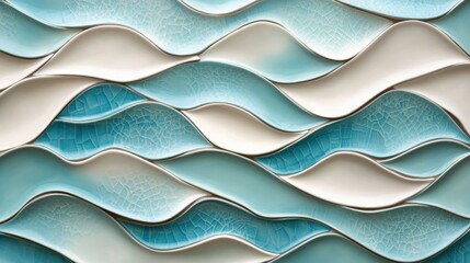 Textured abstract background with flowing waves in shades of blue and cream, creating a serene and calming atmosphere, ideal for design projects and artistic expressions, abstract art concept