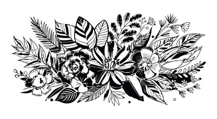Abstract floral decoration flowers vector Design line art illustration silhouettes Floral vintage sketch   