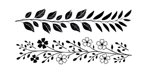Abstract floral decoration flowers vector Design line art illustration silhouettes Floral vintage sketch   