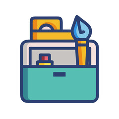 Wallet or Case Icon Representing Artist&rsquo;s Tool Kit and Portable Creative Supplies