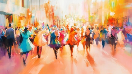 Running with Color – Energetic 4K Parade Wall Art