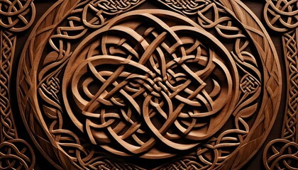 Intricate Celtic Knotwork Wood Carving