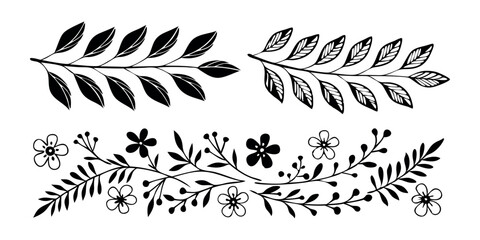 Abstract floral decoration flowers vector Design line art illustration silhouettes Floral vintage sketch   
