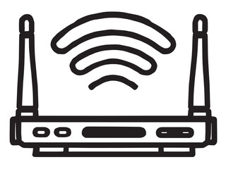 WiFi Router Clear Vision Simple Line Art White Background