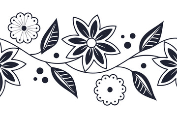 Abstract floral decoration flowers vector Design line art illustration silhouettes Floral vintage sketch   