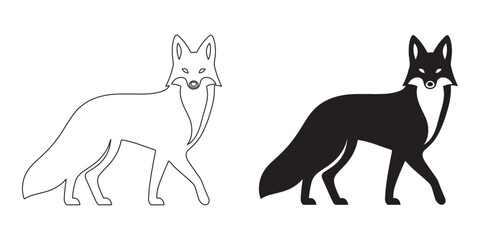 Flat fox silhouette for modern branding – smooth vector and elegant line art – fox icon – fox illustration – fox lineart – fox line art

