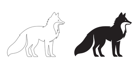 Sleek fox silhouette with modern line art detailing – ideal for nature and wildlife graphics – fox icon – fox illustration – fox lineart – fox line art

