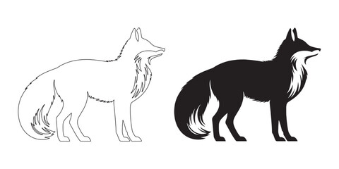 Minimalist fox silhouette with bold lines and smooth vector design – perfect for wildlife branding – fox icon – fox illustration – fox lineart – fox line art

