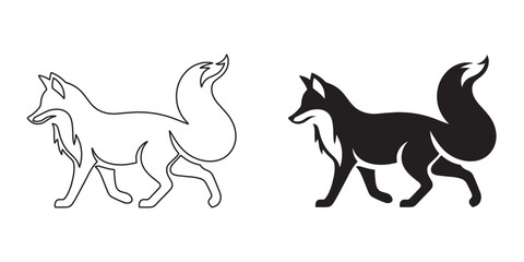 Wild fox silhouette in dynamic vector style – minimalist line art design – fox icon – fox illustration – fox lineart – fox line art

