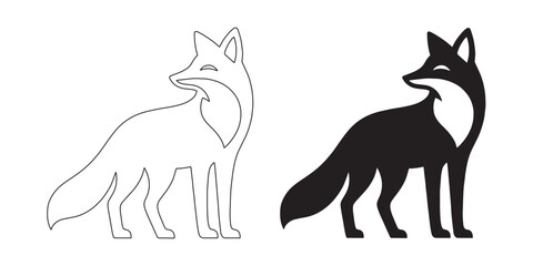 Graceful fox silhouette with clean and simple line art – fox vector – fox illustration – fox icon – fox lineart – fox line art

