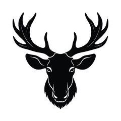 moose head wide antlers vector art silhouette