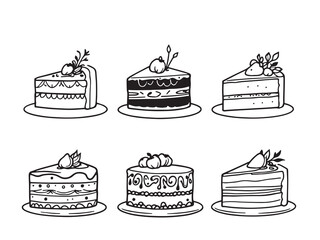 Cake set line art