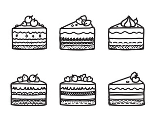 Cake set line art