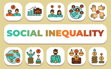 Social inequality text concept. Shablon for presentation and Infographics.