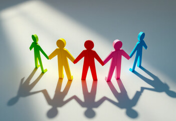 Colorful paper cutout figures in unity with shadows