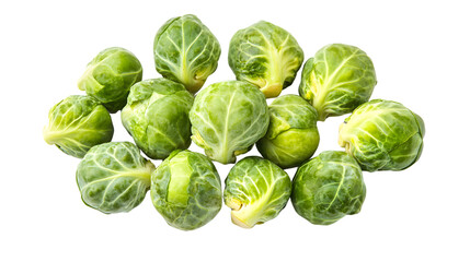 Fresh Brussels Sprouts on White Background - Top View Culinary Stock Image