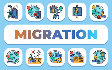 Migration text concept. Shablon for presentation and Infographics.