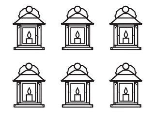 Candle Lantern set line art