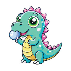 A cute green baby dino
