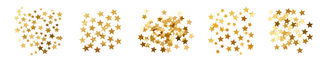 PNG Golden puzzle pieces scattered, element set on transparent background