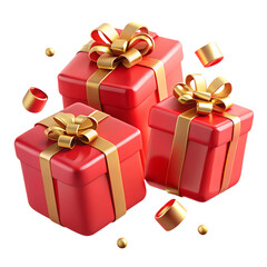 Obraz premium A festive red gift box, adorned with a vibrant red ribbon and bow, is a perfect present for any holiday celebration