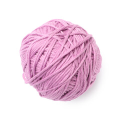Soft lilac woolen yarn isolated on white