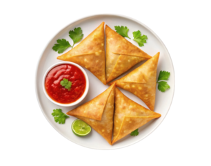 Nachos with Salsa and Pancakes Topped with Red Caviar