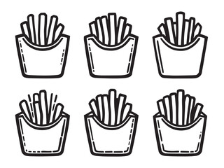 French Fries set line art
