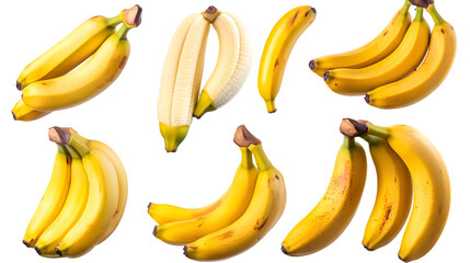 Fresh and Vibrant Bananas Bundle on White Background for Professional Use