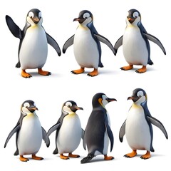 Fototapeta premium Six Adorable Cartoon Penguins