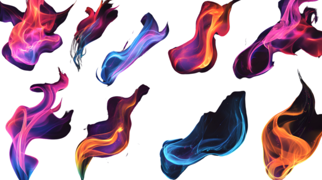 Abstract Flame Collection: Dynamic Isolated Black Background Artwork for Creatives. - Powered by Adobe
