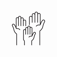 Raised hands voting group icon vector sign