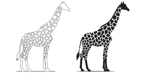 Unique giraffe silhouette with smooth lines – sleek vector for creative branding – giraffe icon – giraffe illustration – giraffe lineart – giraffe line art

